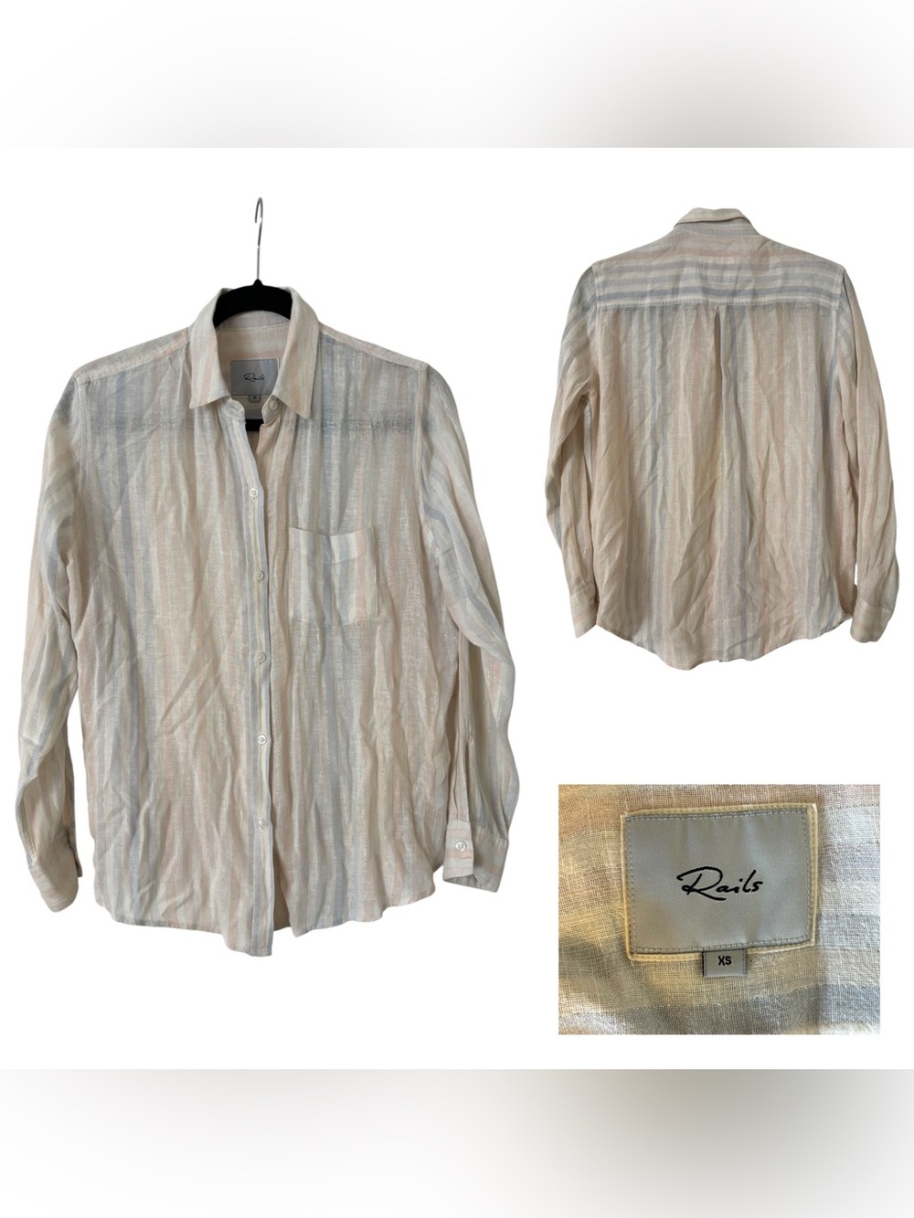 Rails Charli Pastel Metallic Stripe Button Down Shirt